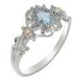 thumbnail image 1 of LBG British Made 10k White Gold Natural Aquamarine & Cultured Pearl Womens Engagement Ring - 33 size options - Size 9.75, 1 of 8