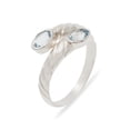 thumbnail image 1 of LBG British Made 10k White Gold Natural Aquamarine Womens Band Ring - 33 size options - 5.25 - 33 size options - Sizes 4 to 12 Available, 1 of 6