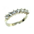 thumbnail image 1 of LBG British Made 10k White Gold Natural Aquamarine Womens Eternity Ring - Size 10.5 - 33 size options, 1 of 4