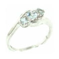 thumbnail image 1 of LBG British Made 10k White Gold Natural Aquamarine Womens Trilogy Ring - 33 size options - Size 6.5, 1 of 5