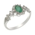 thumbnail image 1 of LBG British Made 10k White Gold Natural Emerald & Cubic Zirconia Womens Anniversary Ring - 33 size options - Size 6.5, 1 of 8