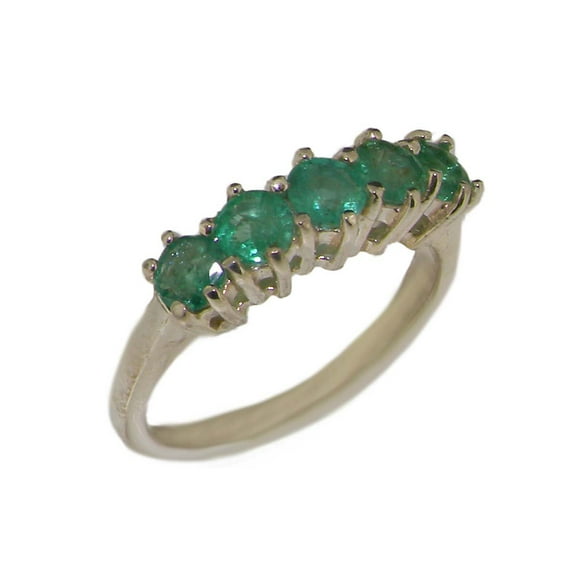 LBG British Made 10k White Gold Natural Emerald Ladies Eternity Ring - 33 size options - Size 10