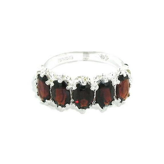 LBG British Made 10k White Gold Natural Garnet Womens Eternity Ring - 33 size options - Size 8