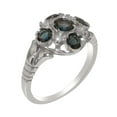 thumbnail image 1 of LBG British Made 10k White Gold Natural London Blue Topaz & Diamond Womens Statement Ring - 33 size options - Size 7, 1 of 6