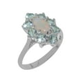 thumbnail image 1 of LBG British Made 10k White Gold Natural Opal & Aquamarine Womens Anniversary Ring - 33 size options - Size 9.25, 1 of 6