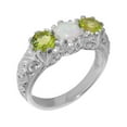 thumbnail image 1 of LBG British Made 10k White Gold Natural Opal & Peridot Womens Anniversary Ring - 33 size options - Size 10, 1 of 7