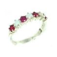 thumbnail image 1 of LBG British Made 10k White Gold Natural Opal & Ruby Womens Eternity Ring - Size 8.75 - 33 size options, 1 of 5