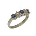 thumbnail image 1 of LBG British Made 10k White Gold Natural Sapphire & Cultured Pearl Womens Eternity Ring - 33 size options - Size 9.25, 1 of 8
