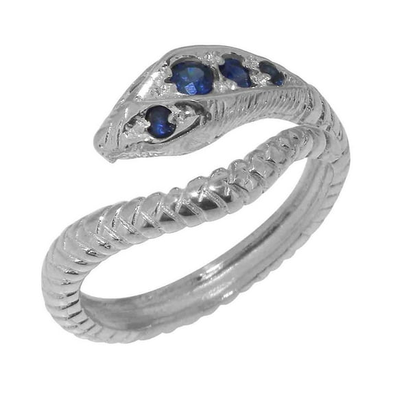 LBG British Made 10k White Gold Natural Sapphire Womens Engagement Ring - 33 size options - Size 9.25