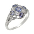 thumbnail image 1 of LBG British Made 10k White Gold Natural Tanzanite & Diamond Womens Promise Ring - 33 size options - Size 7.75, 1 of 7