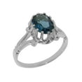 thumbnail image 1 of LBG British Made 10k White Gold Real Genuine London Blue Topaz Womens Engagement Ring - 33 size options - Size 8.25, 1 of 6