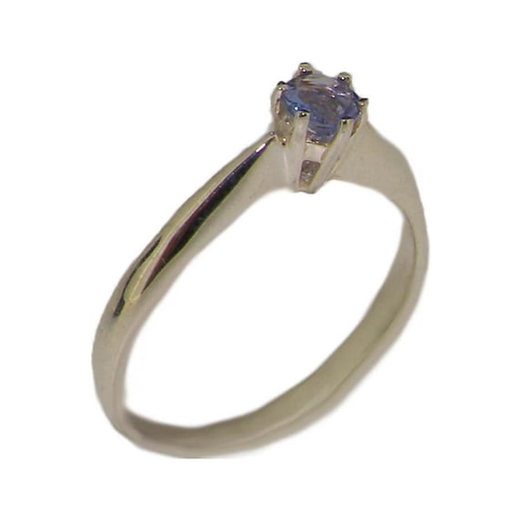 LBG British Made 10k White Gold Real Natural Tanzanite Womens Engagement Ring - 33 size options - Size 8