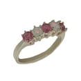 thumbnail image 1 of LBG British Made 10k White Gold Real Pink Tourmaline & Opal Womens Eternity Ring - 33 size options - Size 5.5, 1 of 6