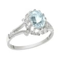 thumbnail image 1 of LBG British Made 10k White Gold ring with Natural Aquamarine Womens Promise Ring - 33 size options - Size 11.25, 1 of 6