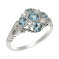 thumbnail image 1 of LBG British Made 10k White Gold ring with Natural Blue Topaz & Cubic Zirconia Womens Statement Ring - 33 size options - Size 11.25, 1 of 6