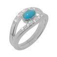 thumbnail image 1 of LBG British Made 10k White Gold ring with Natural Turquoise & Cubic Zirconia Womens Band Ring - 33 size options - Size 11, 1 of 7
