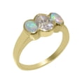 thumbnail image 1 of LBG British Made 10k Yellow Gold Cubic Zirconia & Natural Opal Womens Promise Ring - 33 size options - Size 9.5, 1 of 6