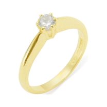 LBG British Made 10k Yellow Gold Cubic Zirconia Womens Engagement Ring - 33 size options - Size 10