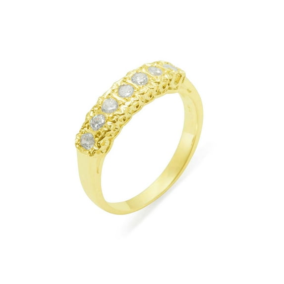 LBG British Made 10k Yellow Gold Cubic Zirconia Womens Eternity Ring - 33 size options - Size 5.5
