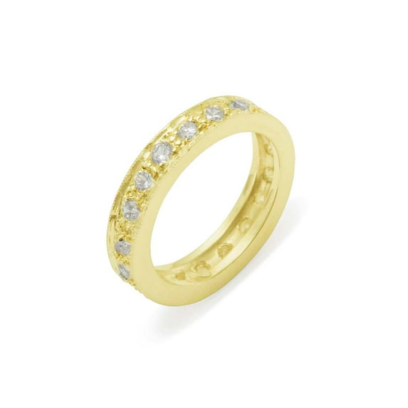 LBG British Made 10k Yellow Gold Cubic Zirconia Womens Eternity Ring - 33 size options - Size 5.5