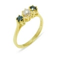 thumbnail image 1 of LBG British Made 10k Yellow Gold Cultured Pearl & London Blue Topaz Womens Anniversary Ring - 33 size options - Size 6.5, 1 of 6