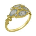 thumbnail image 1 of LBG British Made 10k Yellow Gold Diamond & Aquamarine ring Womens Statement Ring - 33 size options - Size 11.75, 1 of 6
