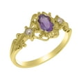 thumbnail image 1 of LBG British Made 10k Yellow Gold Natural Amethyst & Cultured Pearl Womens Statement Ring - 33 size options - Size 8, 1 of 1
