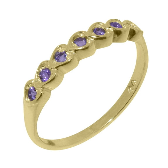 LBG British Made 10k Yellow Gold Natural Amethyst Womens Eternity Ring - 33 size options - Size 6.5