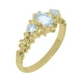 thumbnail image 1 of LBG British Made 10k Yellow Gold Natural Aquamarine Womens Engagement Ring - 33 size options - Size 4.5, 1 of 9
