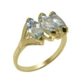 thumbnail image 1 of LBG British Made 10k Yellow Gold Natural Aquamarine Womens Trilogy Ring - 33 size options - Size 11.5, 1 of 5