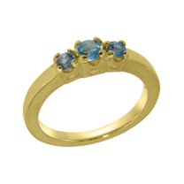 LBG British Made 10k Yellow Gold Natural Blue Topaz Womens Anniversary Ring - 33 size options - Size 10