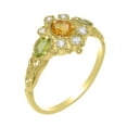thumbnail image 1 of LBG British Made 10k Yellow Gold Natural Citrine Peridot Diamond Womens Statement Ring - 33 size options - Size 10.5, 1 of 5
