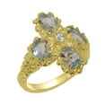 thumbnail image 1 of LBG British Made 10k Yellow Gold Natural Diamond & Aquamarine Womens Statement Ring - 33 size options - Size 8.25, 1 of 6