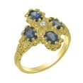 thumbnail image 1 of LBG British Made 10k Yellow Gold Natural Diamond & Sapphire Womens Anniversary Ring - 33 size options - Size 8.5, 1 of 6