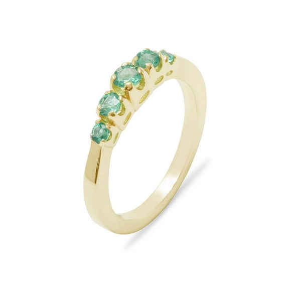 LBG British Made 10k Yellow Gold Natural Emerald Womens band Ring - 33 size options - Size 10