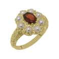 thumbnail image 1 of LBG British Made 10k Yellow Gold Natural Garnet & Cultured Pearl Womens Engagement Ring - 33 size options - Size 4.75, 1 of 8