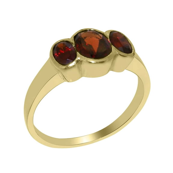 LBG British Made 10k Yellow Gold Natural Garnet Womens Anniversary Ring - 33 size options - Size 10