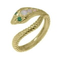 thumbnail image 1 of LBG British Made 10k Yellow Gold Natural Opal & Emerald Womens Band Ring - 33 size options - Size 7.75, 1 of 6