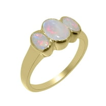 LBG British Made 10k Yellow Gold Natural Opal Womens Anniversary Ring - 33 size options - Size 10