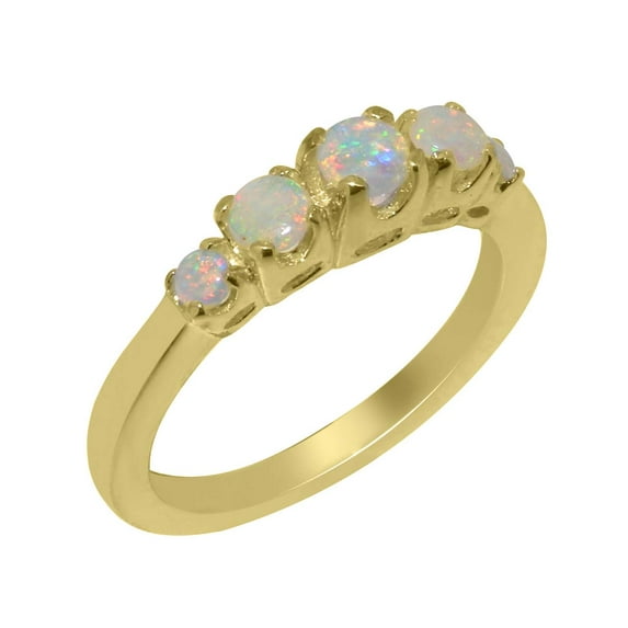 LBG British Made 10k Yellow Gold Natural Opal Womens Engagement Ring - 33 size options - Size 4.75