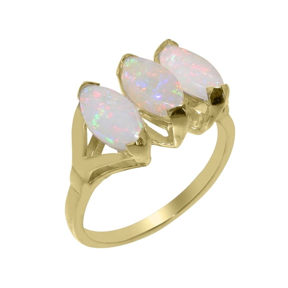 LBG British Made 10k Yellow Gold Natural Opal Womens Statement Ring - 33 size options - Size 8