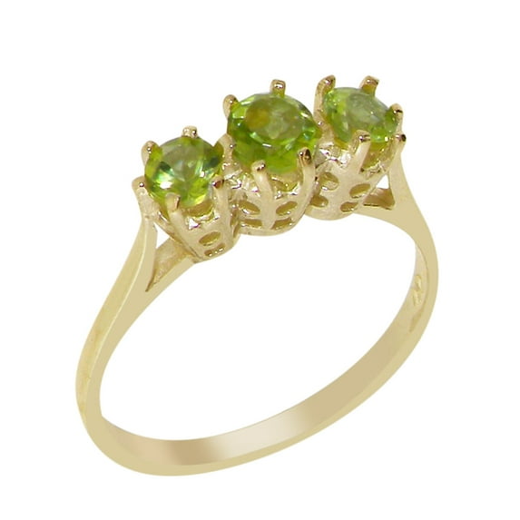 LBG British Made 10k Yellow Gold Natural Peridot Womens Anniversary Ring - 33 size options - Size 9