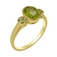 thumbnail image 1 of LBG British Made 10k Yellow Gold Natural Peridot Womens Engagement Ring - 33 size options - Size 4.5, 1 of 6