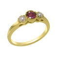 thumbnail image 1 of LBG British Made 10k Yellow Gold Natural Pink Tourmaline & Cultured Pearl Womens Engagement Ring - 33 size options - Size 6, 1 of 7