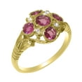 thumbnail image 1 of LBG British Made 10k Yellow Gold Natural Pink Tourmaline & Diamond Womens Promise Ring - 33 size options - Size 9.5, 1 of 6