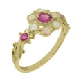 thumbnail image 1 of LBG British Made 10k Yellow Gold Natural Ruby & Opal Womens Engagement Ring - 33 size options - Size 6, 1 of 7