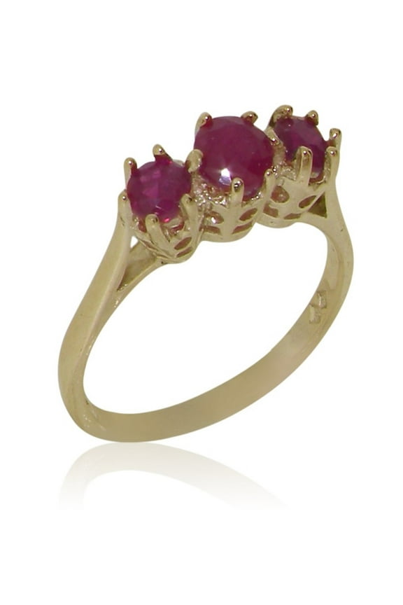 LBG British Made 10k Yellow Gold Natural Ruby Womens Anniversary Ring - 33 size options - Size 10