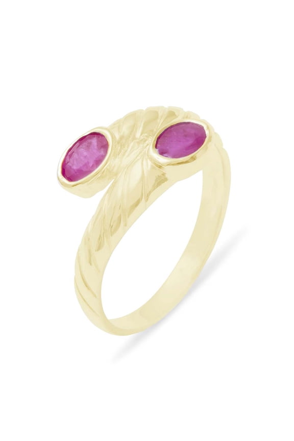 LBG British Made 10k Yellow Gold Natural Ruby Womens Band Ring - 33 size options - 10 - 33 size options - Sizes 4 to 12 Available
