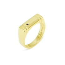 LBG British Made 10k Yellow Gold Natural Sapphire Mens Band Ring - 25 size options - Size 10