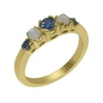 thumbnail image 1 of LBG British Made 10k Yellow Gold Natural Sapphire & Opal Womens band Ring - 33 size options - Size 10, 1 of 6